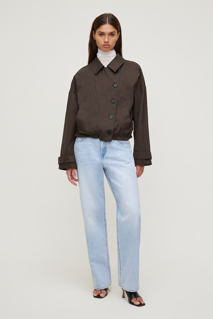 Manteau asymétrique en twill à boutons