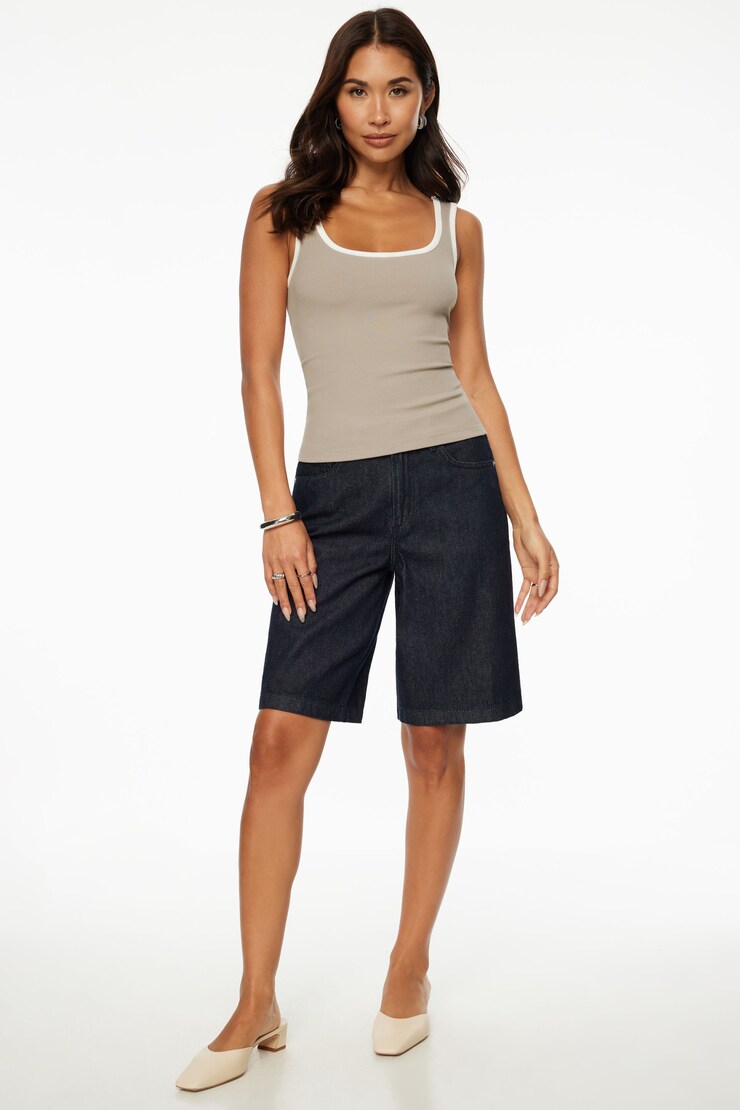 Tayla Ribbed Scoop Tank Top Atmosphere  & Snow White large