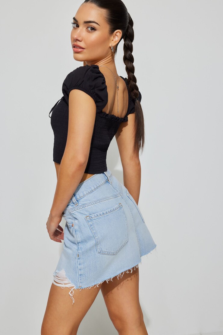 High Rise Denim Skirt, Jojo Blue, large