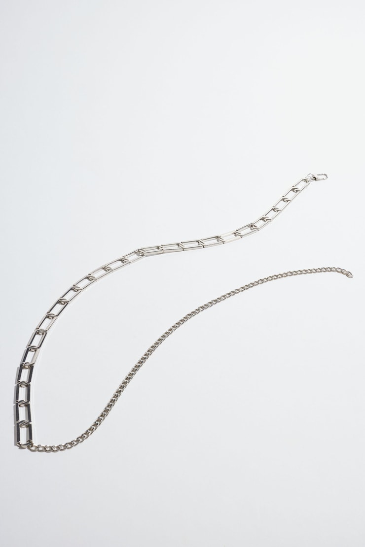 Flat Link Chain Belt  Silver large