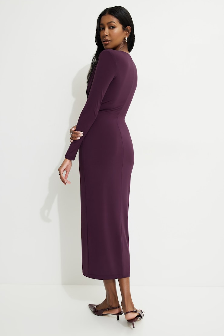 Deep V Maxi Dress Black Cherry large