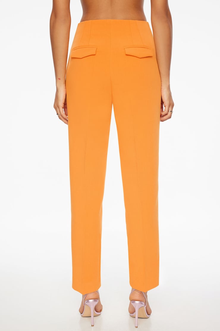 Pantalon étroit Kendall à fermeture éclair sur le côté Orange enflammé large