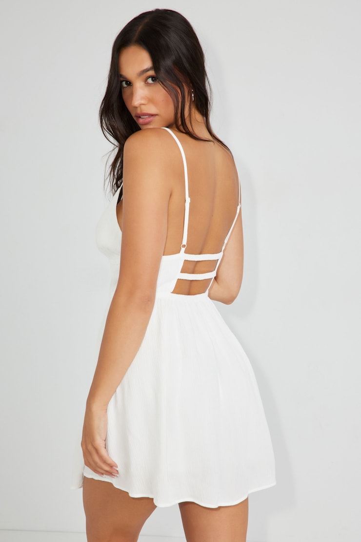 Kira Cage Back Romper, Snow White, large