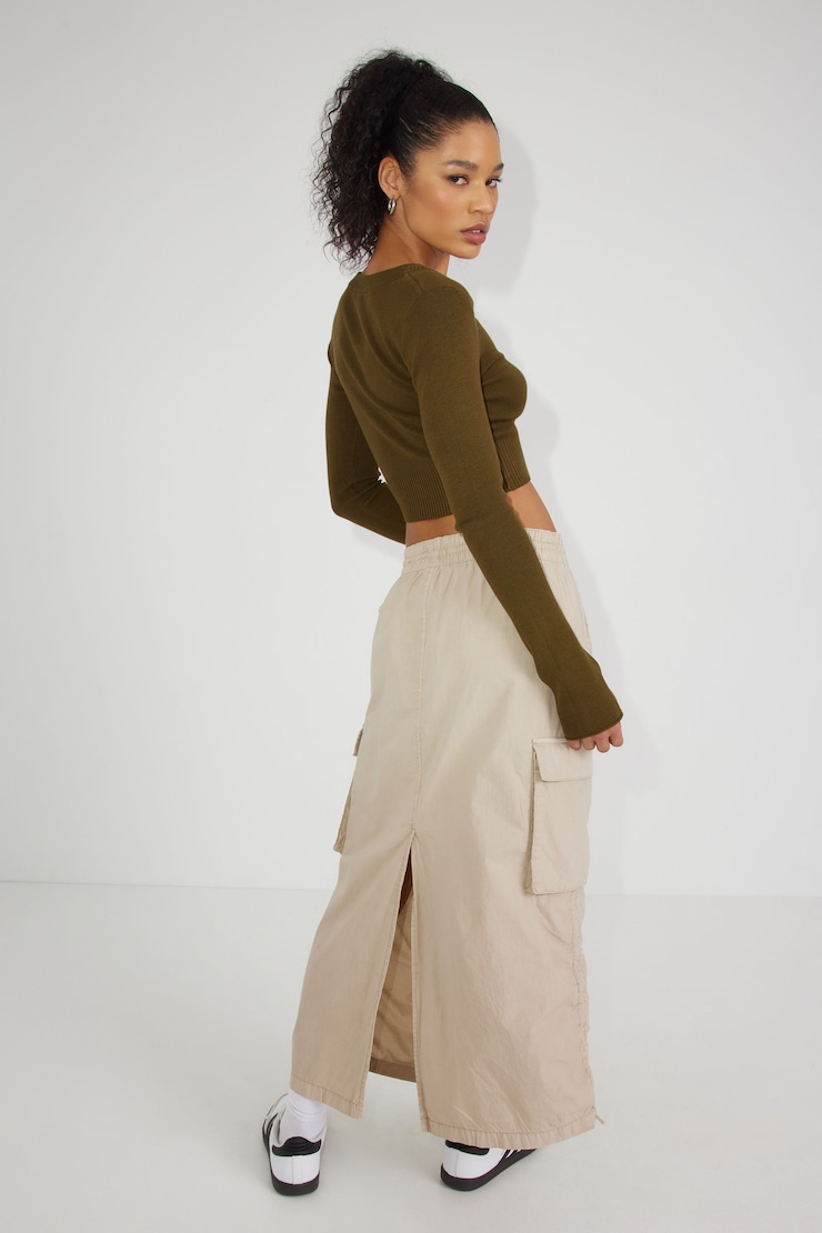 Poplin Parachute Skirt, String Beige, large
