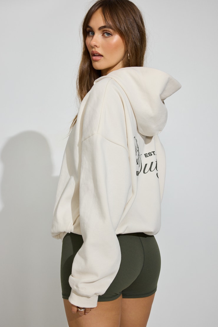 UltraFleece Hoodie, Tofu Off-White with "Off Duty" Art, large