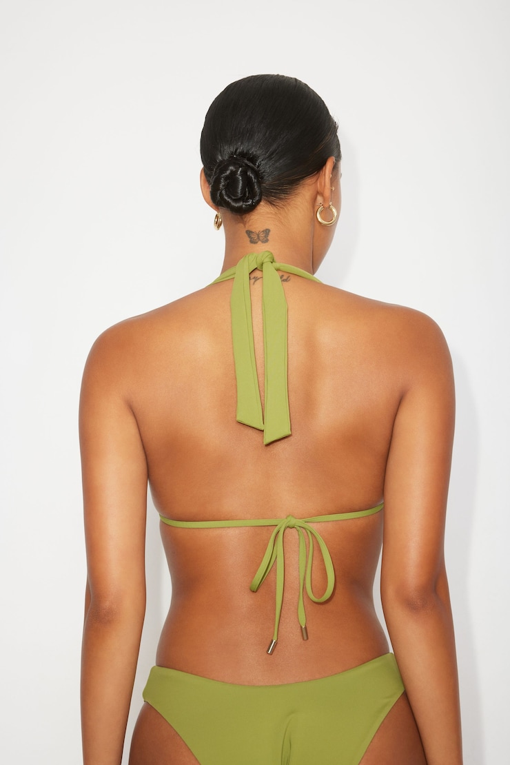Halter Convertible Triangle Bikini Top Green Mountain Moss large