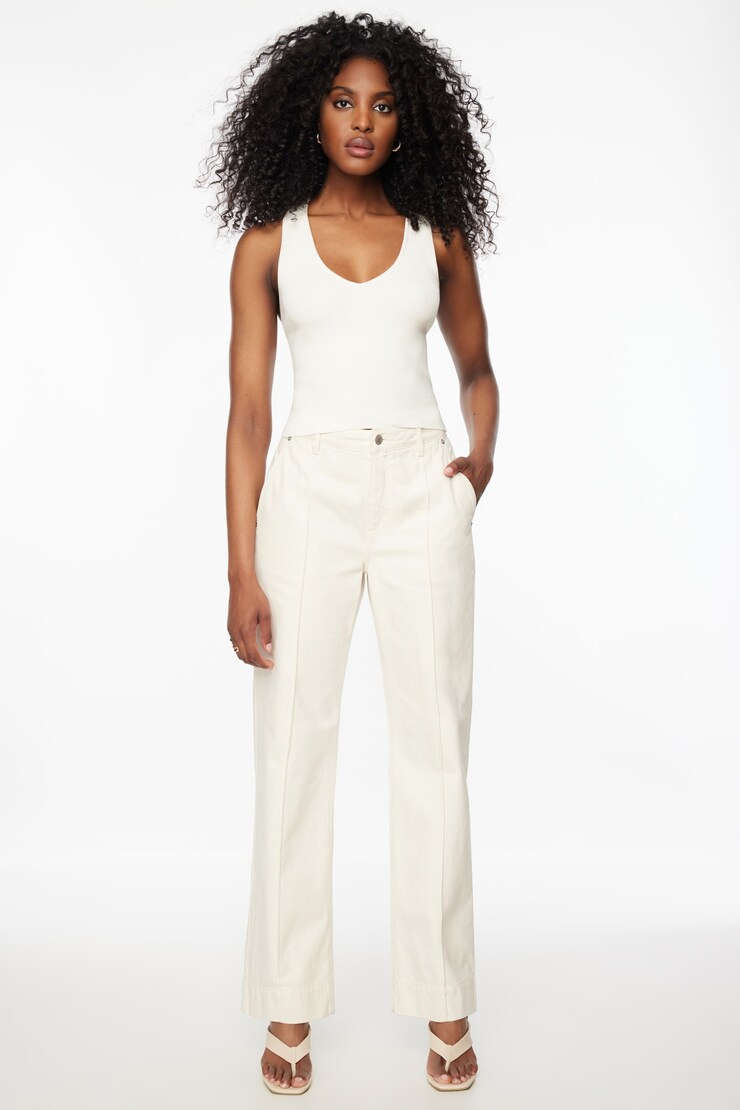 Camisole en tricot à dos croisé Blanc éclatant large