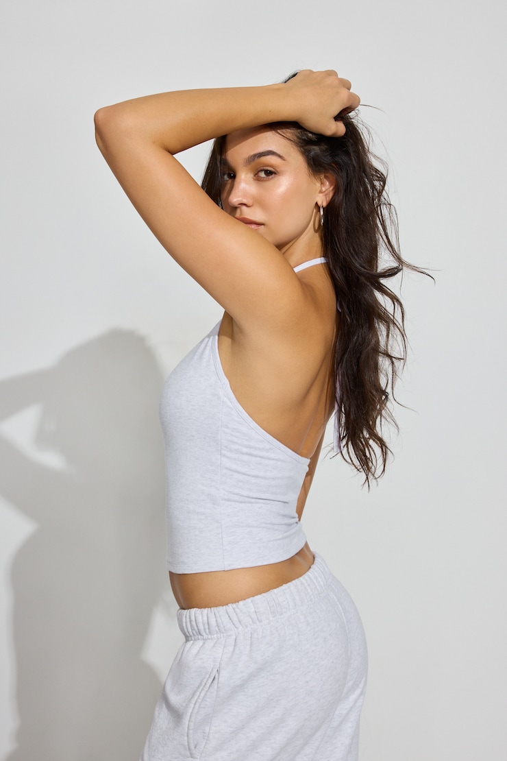 Deep Plunge Halter Top, Spring Grey Mix, large