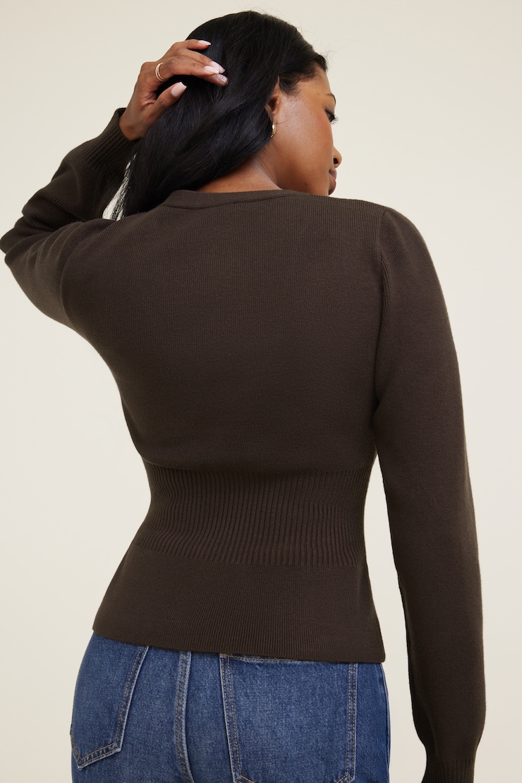Cinched Waist Cardigan Java Brown large