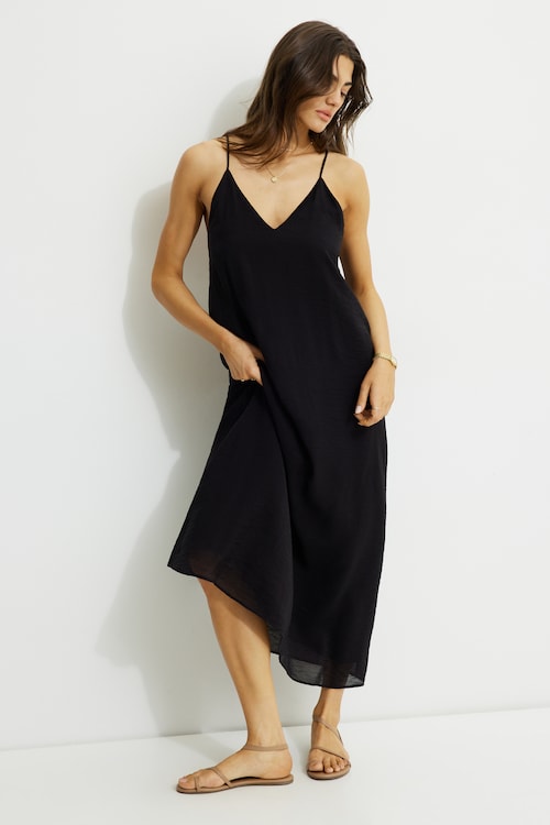 A Line Maxi Slip Dress BLACK | Dynamite