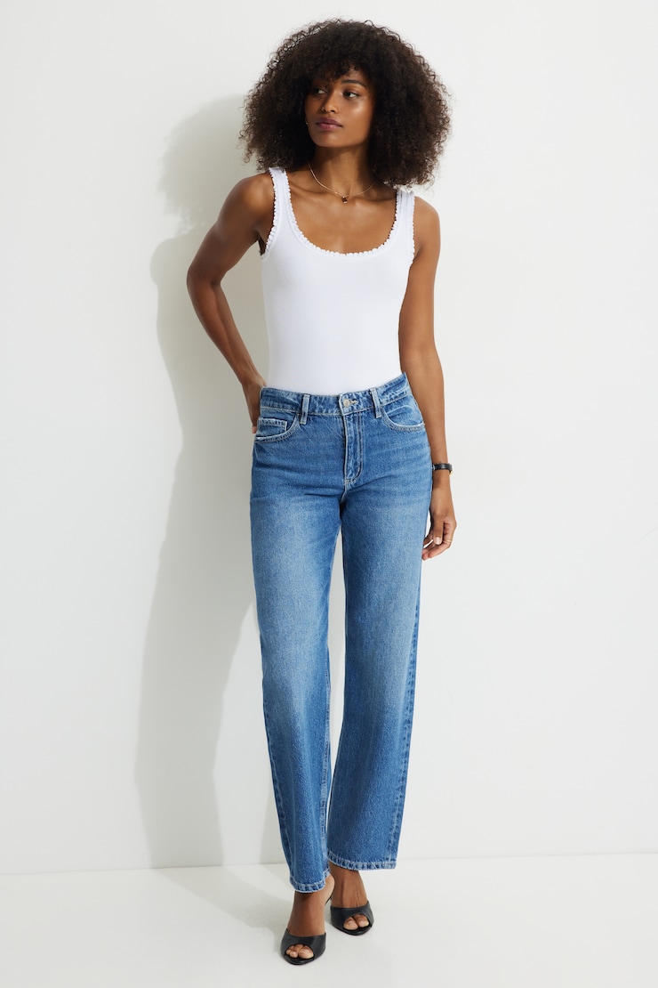 Ribbed Ruffle Trim Bodysuit Bright White large