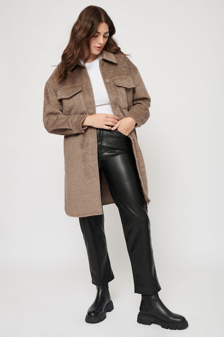 Longue veste-chemise Dallas en sherpa