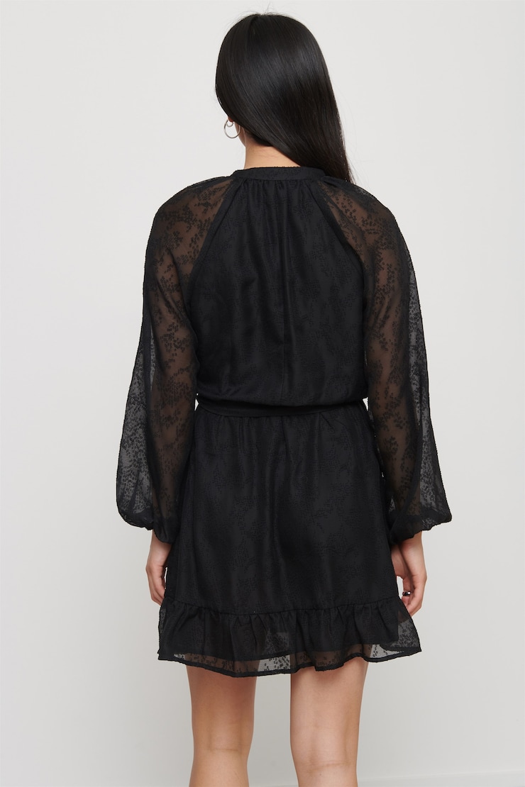 Long Sleeve Ruffle Dress Jet Black large