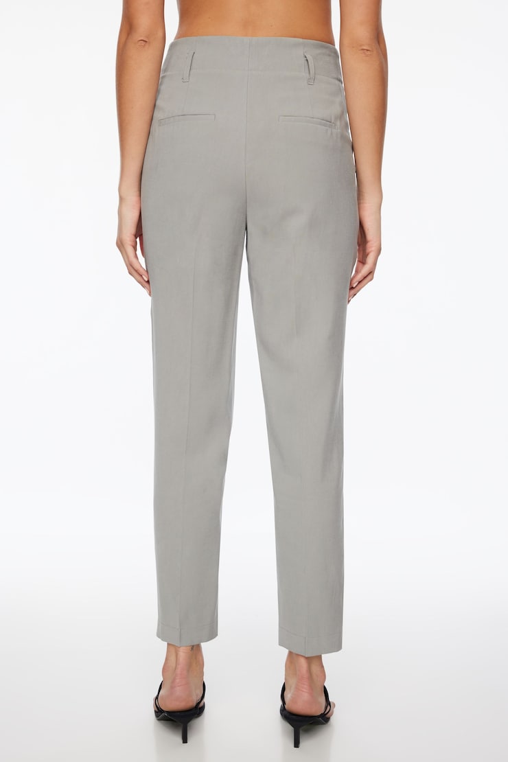 Pantalon à taille froncée avec ceinture Gris givré large