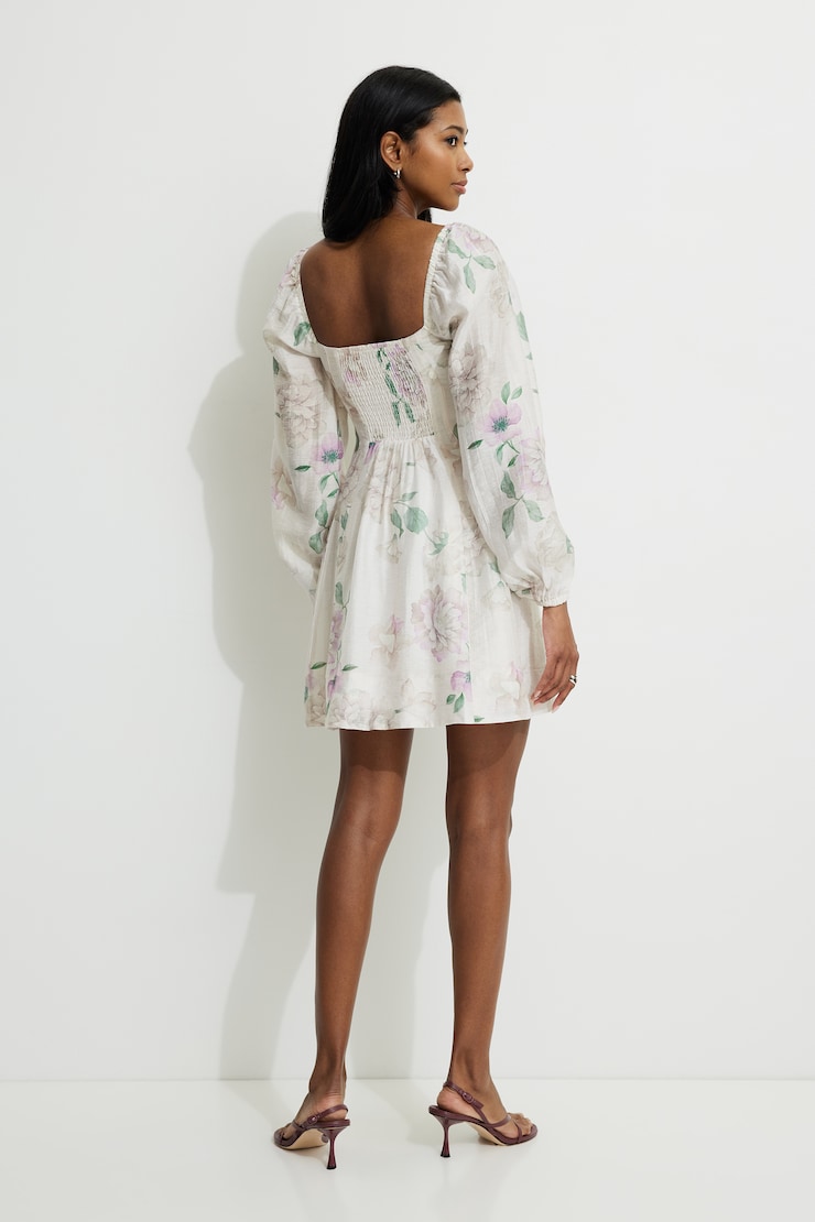 Minirobe Amelie à manches bouffantes Floral rose clair large