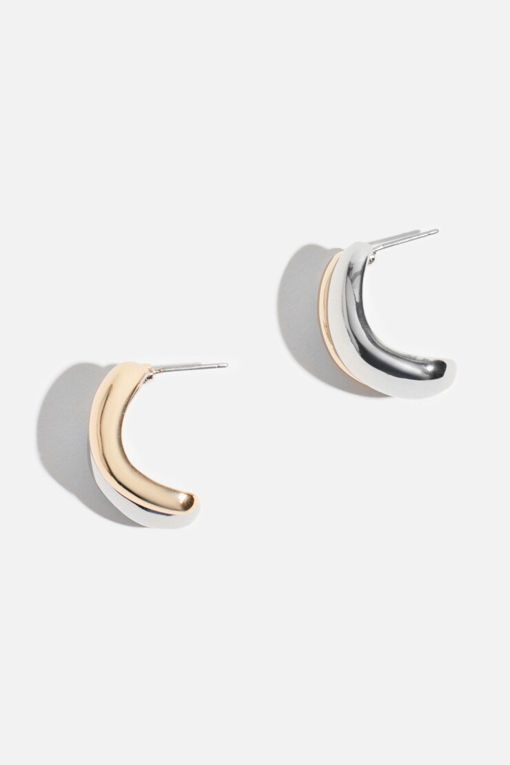 Oversized Double Curved Earrings Gold/Silver large