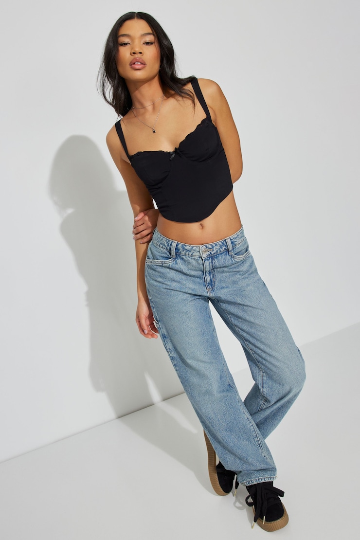 Lia Lace Trim Bustier Top Black | Garage