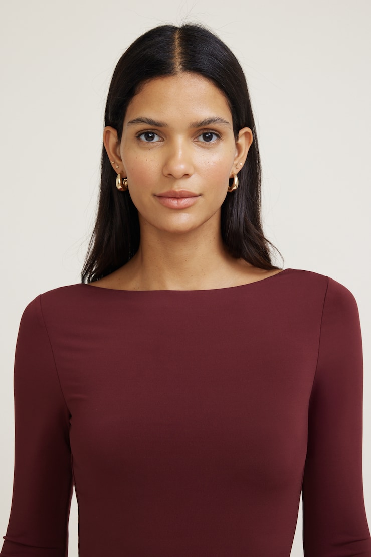 Nola Sculpt Long Sleeve Top Zinfandel Burgundy large