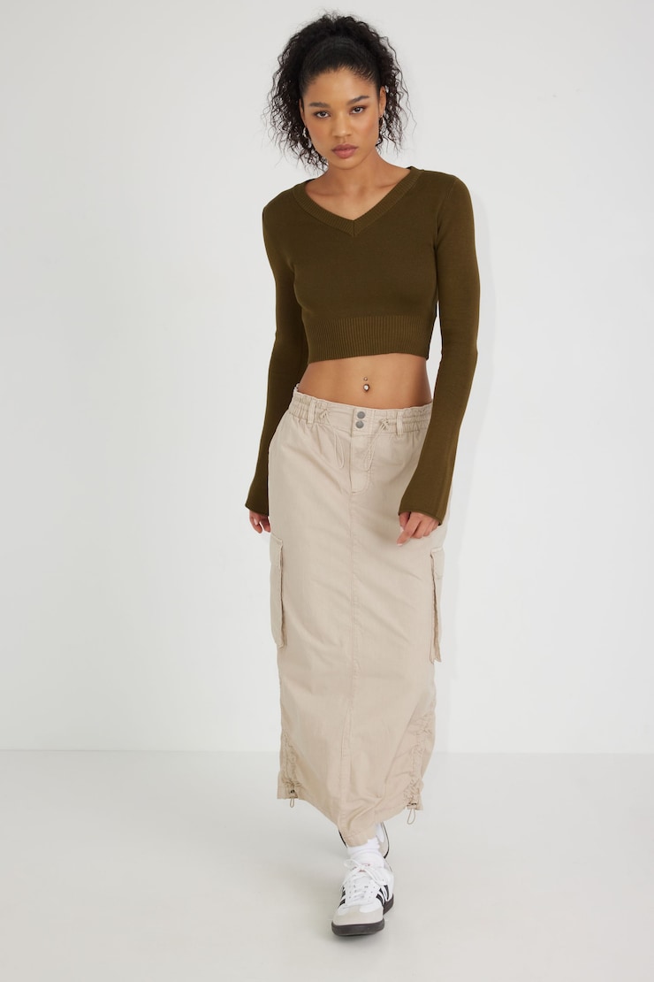 Poplin Parachute Skirt, String Beige, large