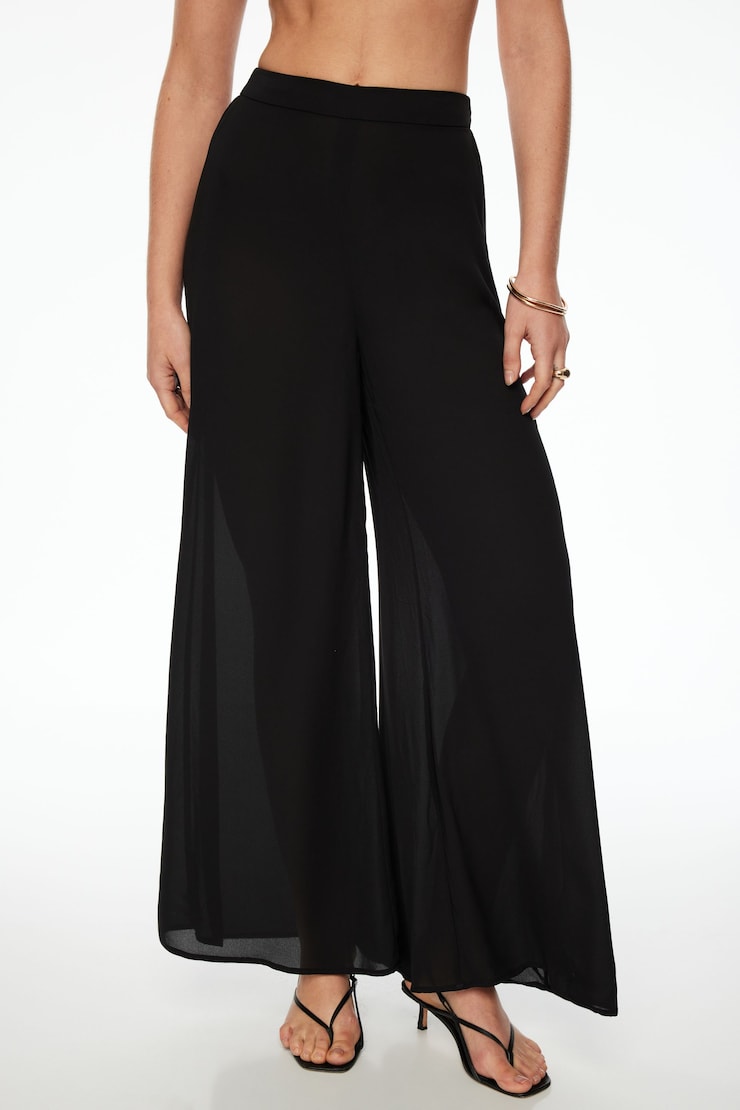 Wide Leg Palazzo Pants Jet Black large