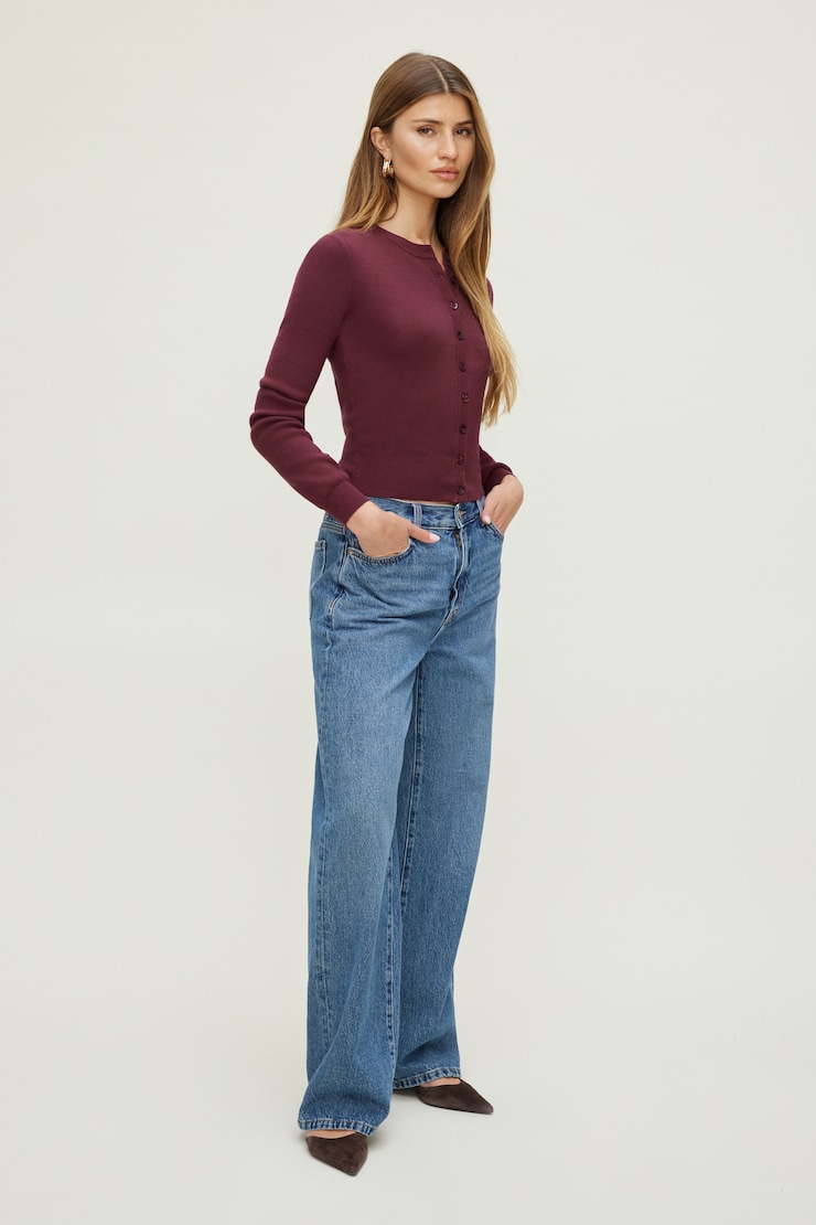 Rebecca Crewneck Cardigan Zinfandel Burgundy large