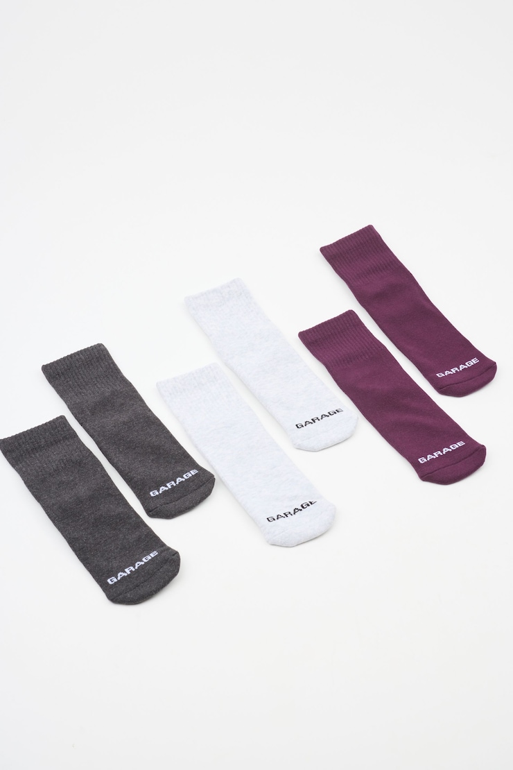 3 Pack Shorty Socks, Port Royal Burgundy/Grey Mix/Charcoal, large