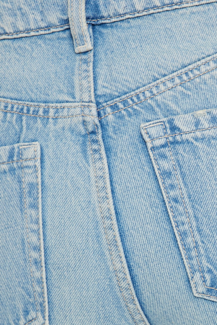 Jean Heidi à taille haute et jambe large Indigo pâle / Bleu épine argentée large