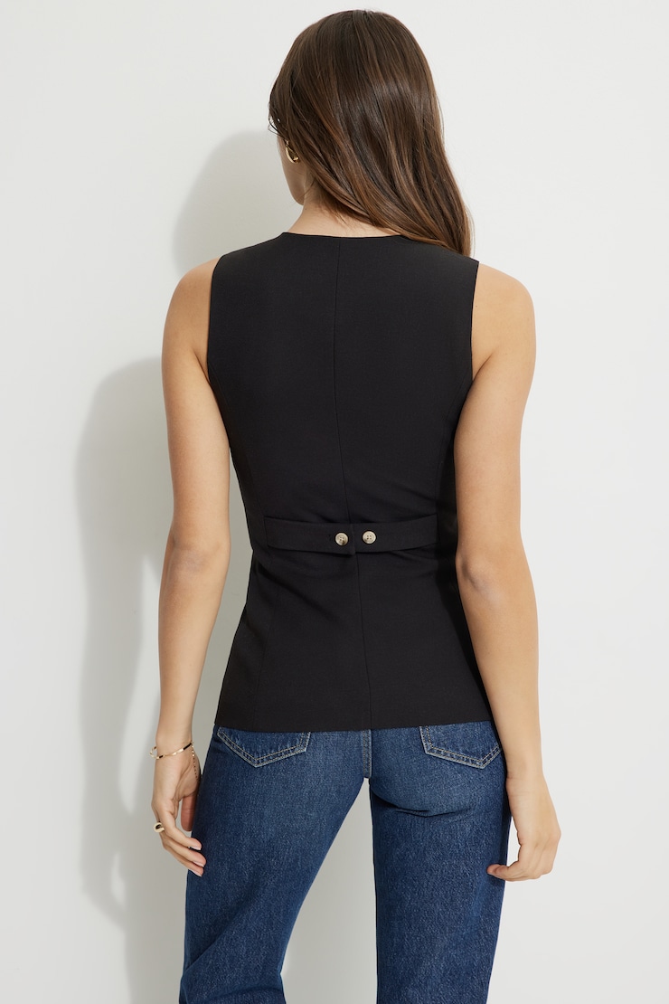 Round Neck Flyaway Vest Jet Black large