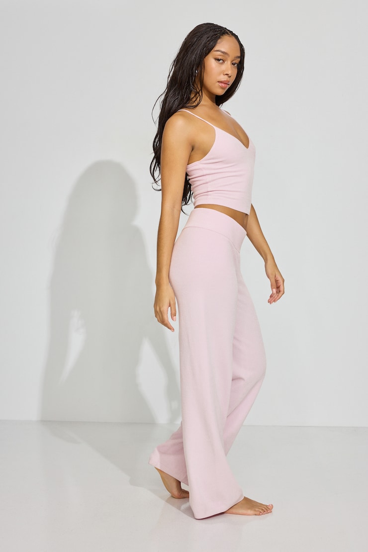 Chenille Low Rise Pants, Light Pink, large