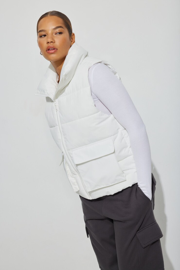 Long Puffer Vest, Snow White, large