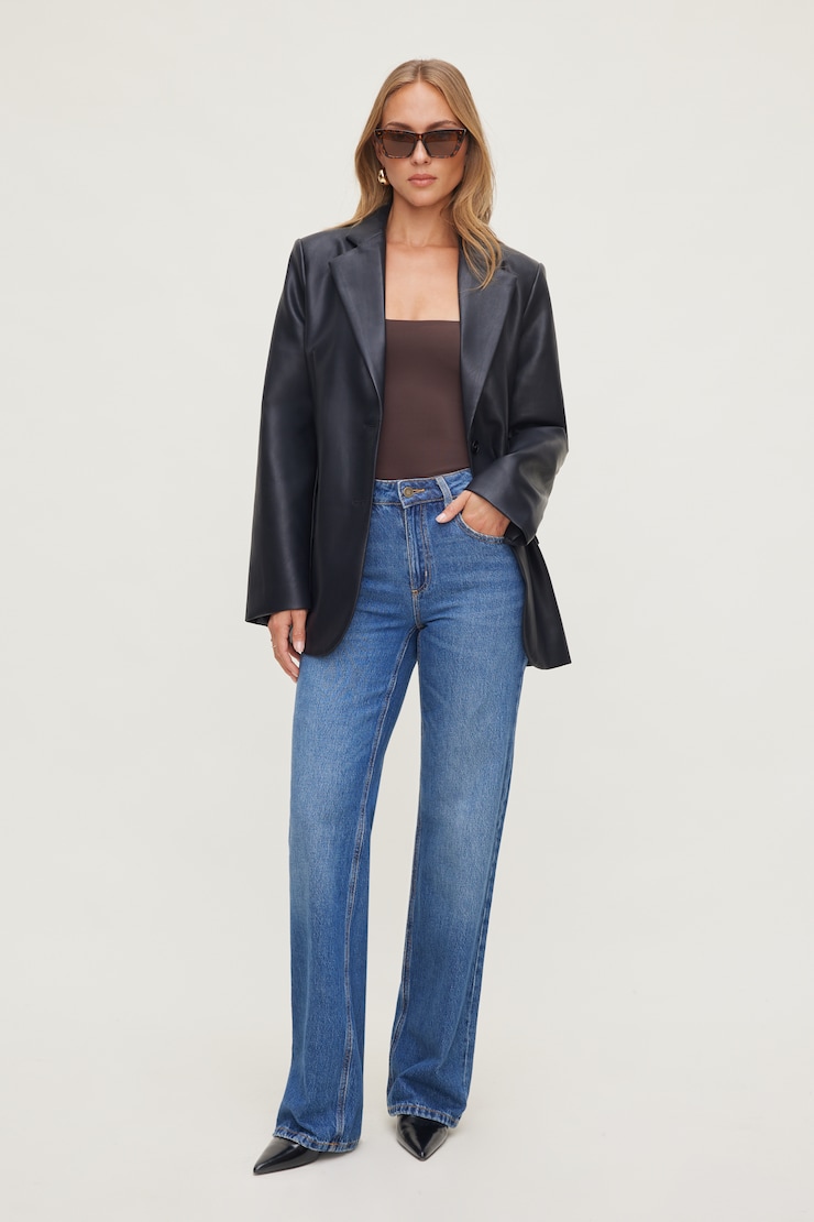 Veston ample en faux cuir