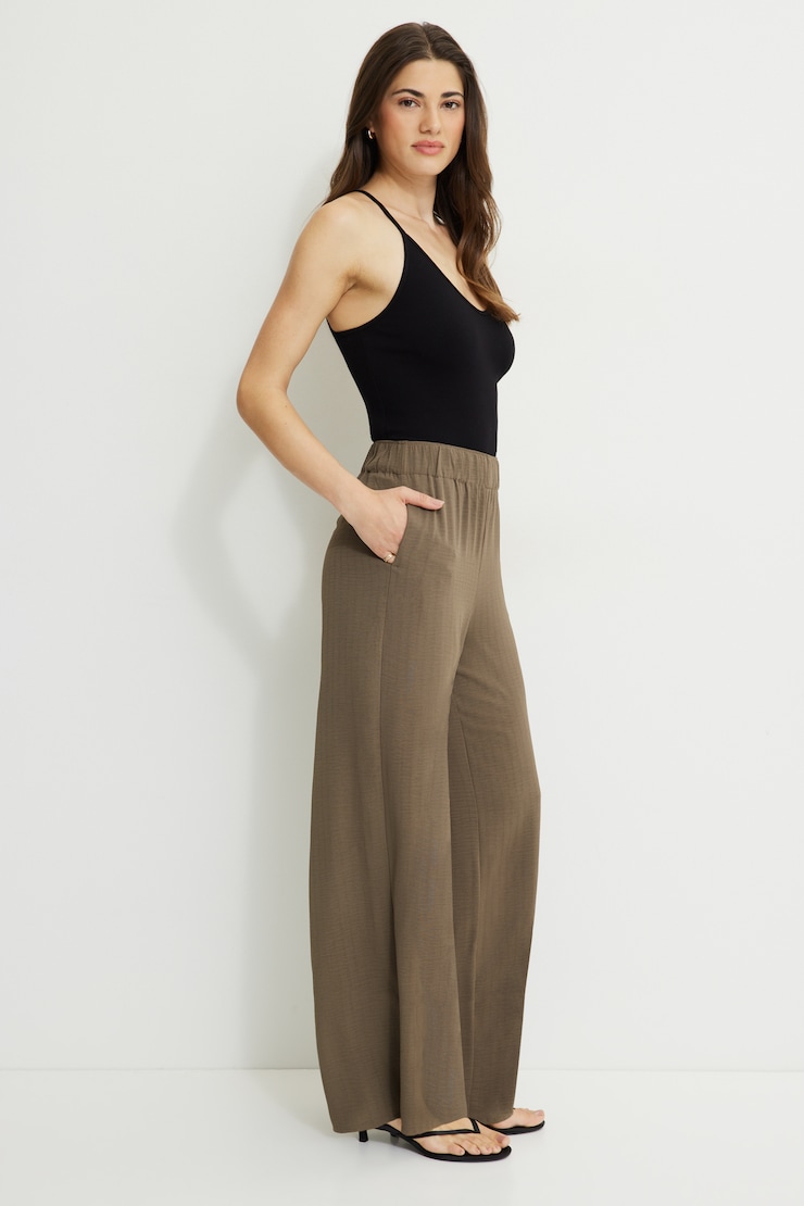 Wide Leg Pull On Pants Wild Mushroom Brown large