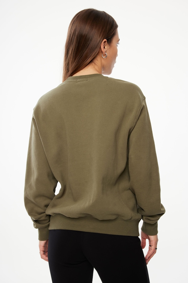 Classic Appliqué Crew Neck Sweatshirt Kalamata Green & London Art large
