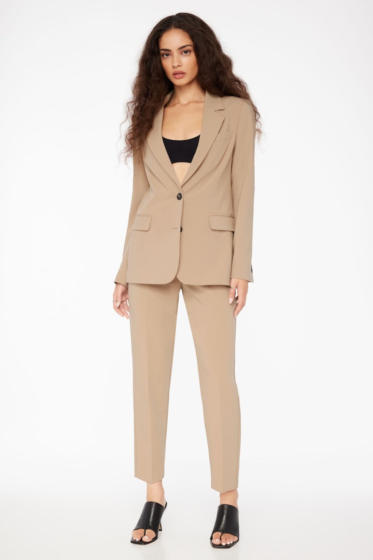 Kendall Side Zip Slim Pants  Almond Tan Brown  large