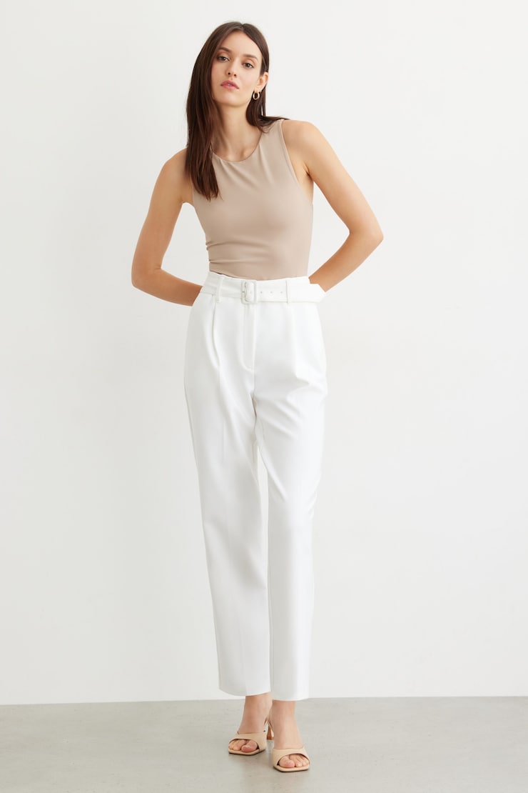 Belted Kendall Slim Pants Bright White large