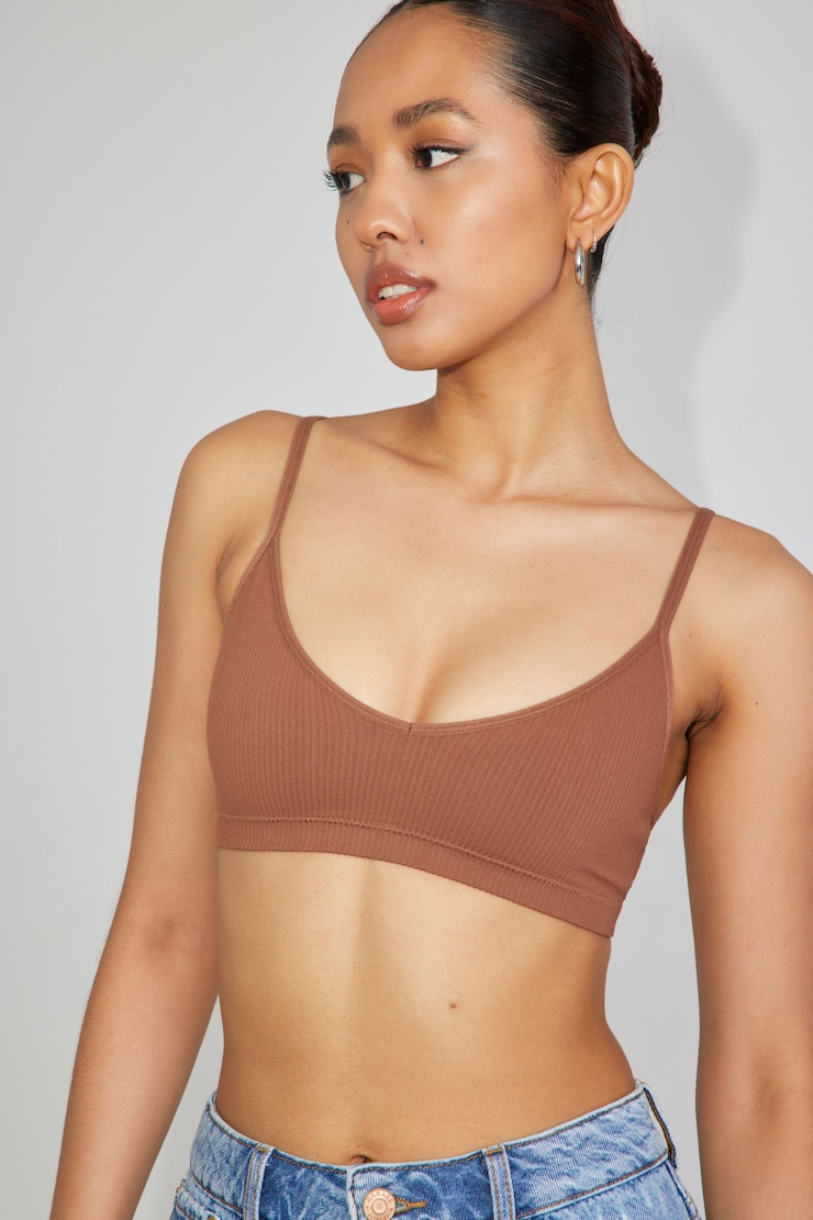 Cami ultra-écourtée sans coutures Shayna, Brun cacao, large