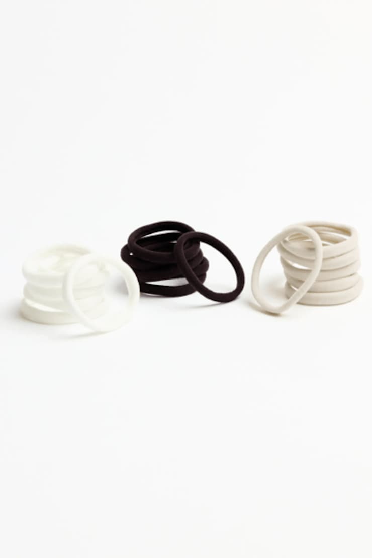 Pack of 18 Seamless Hair Elastics, Snow White/Satellite Beige/Armadillo Brown, large