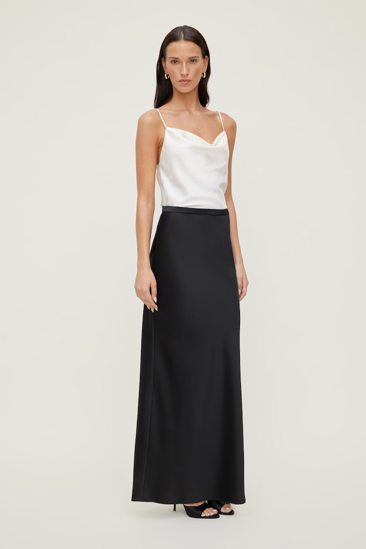 Satin Maxi Skirt Black | Dynamite