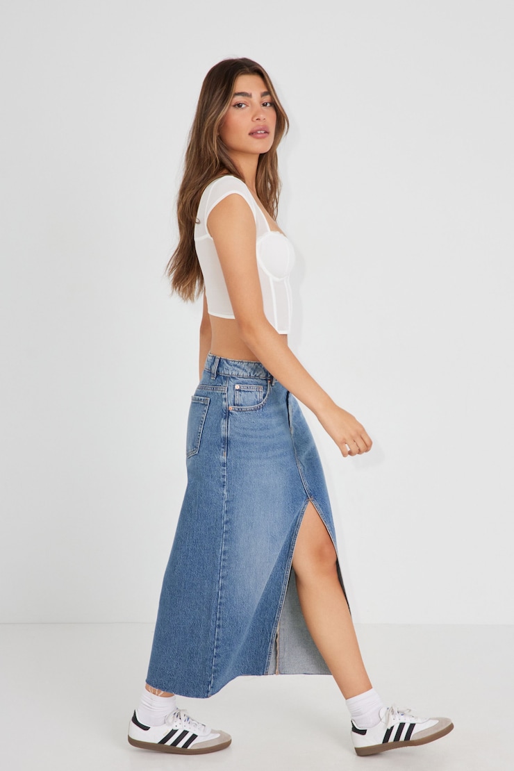 Denim Maxi Skirt, Austen Blue, large