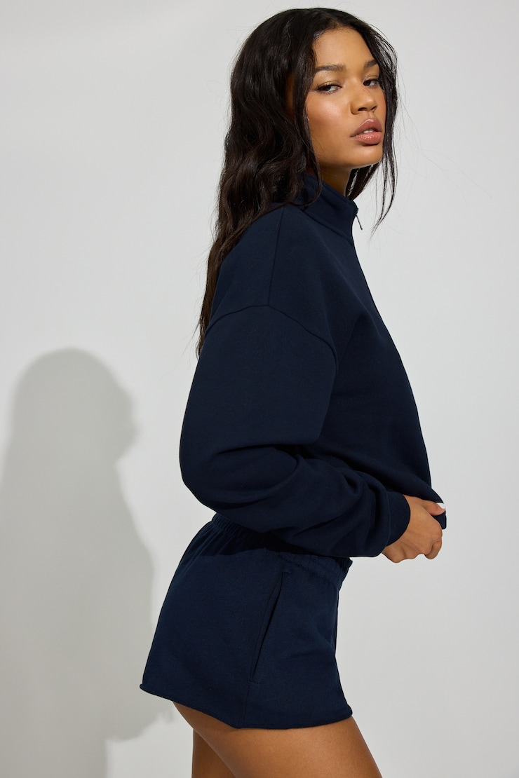 SoftTerry Half Zip Sweatshirt Navy | Garage