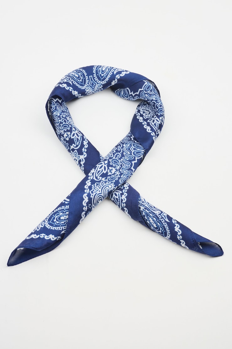 Serafina Scarf, Navy Bandana Print, large
