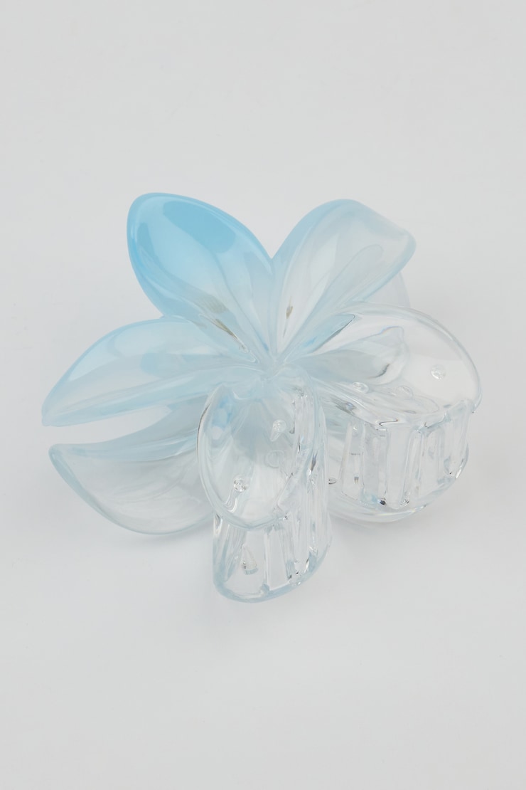 Flower Hair Claw, Blue Flirt/Clear, large