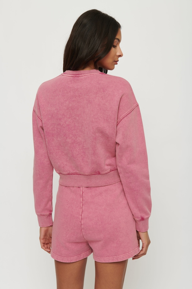 Carnaby French Terry Crop Sweatshirt Garment-Dyed Berry Wine large