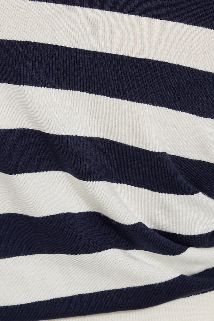 Rae Asymmetric Fine Sweater, Mariana Blue/Snow White Stripes, large