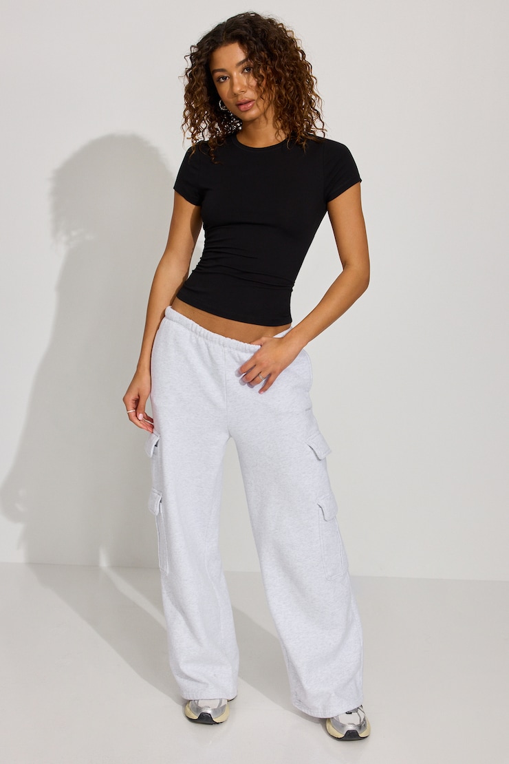 Estelle Longline Crewneck Tee, Jet Black, large