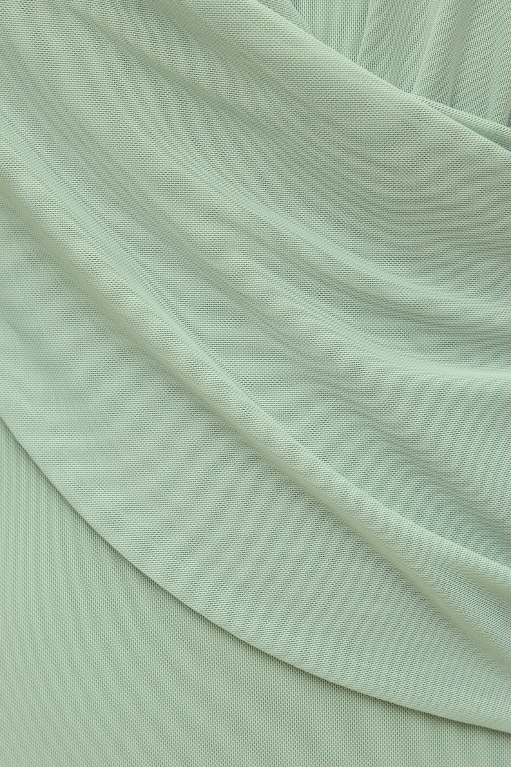 Deep Cowl Mesh Maxi Dress