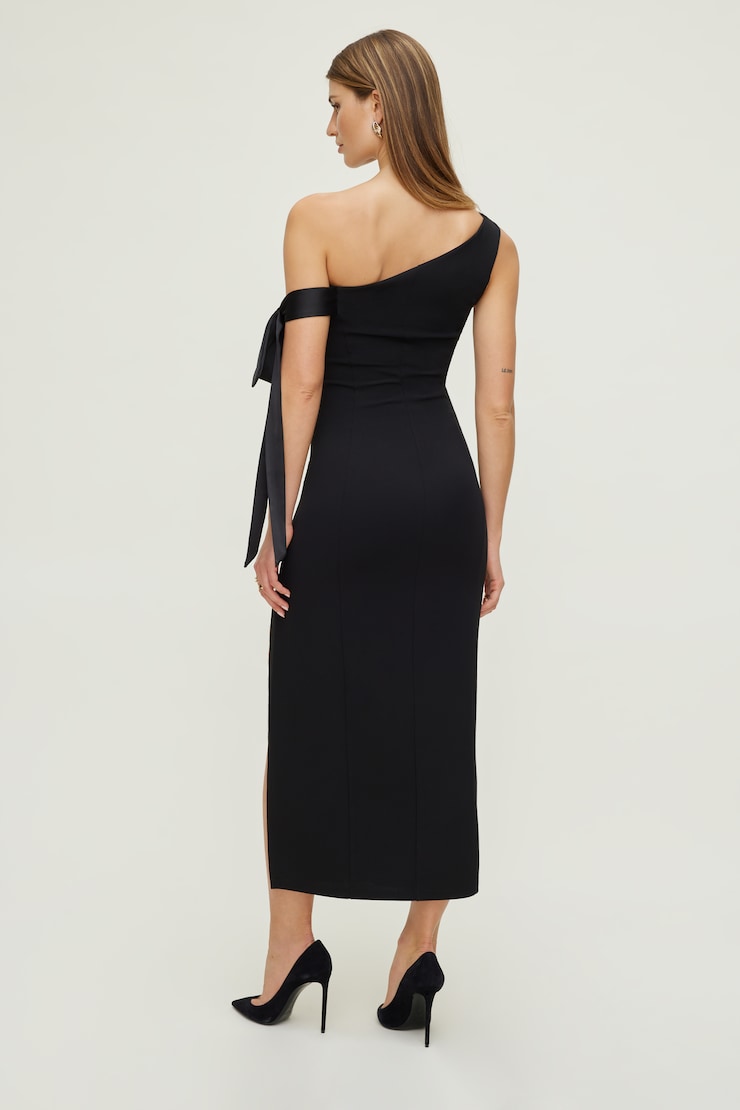 Off Shoulder Bow Maxi Dress Jet Black large