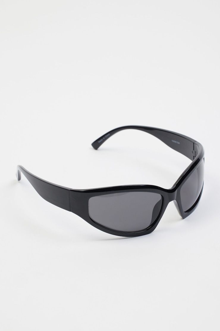 Wrap '90s Sunglasses, Jet Black, large