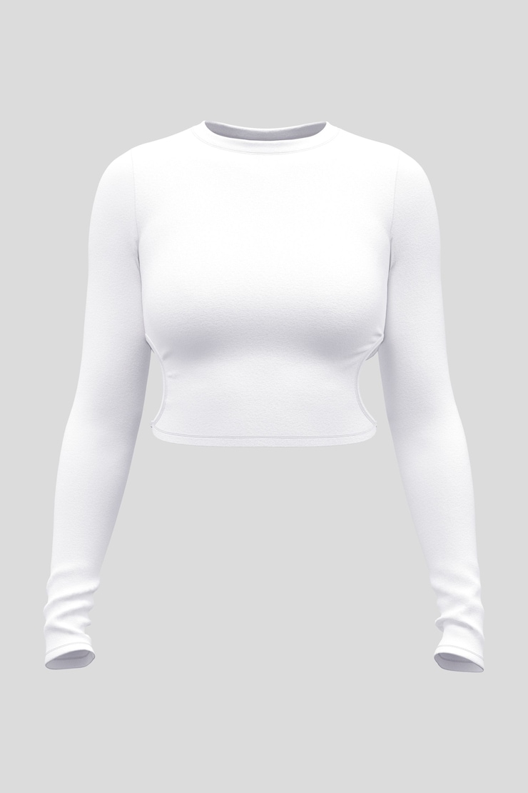 Open Back Long Sleeve Top Bright White | Garage
