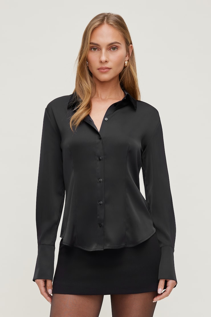 Eva Cinched Satin Shirt